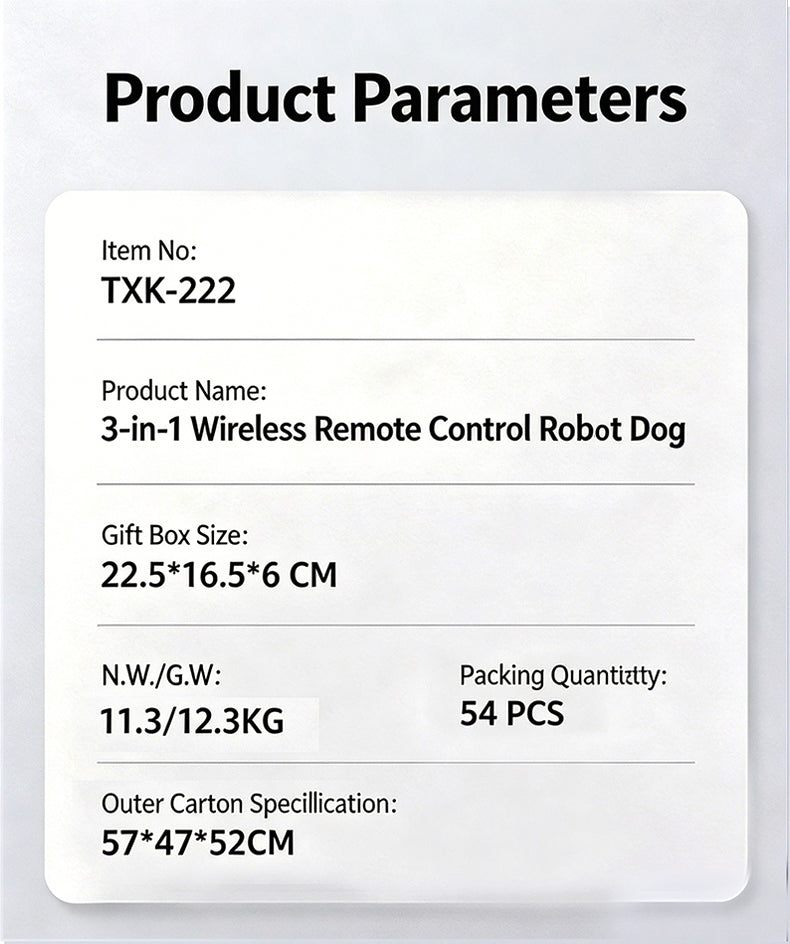 3-in-1 Wireless Remote Control Robot Dog (TXK-222)