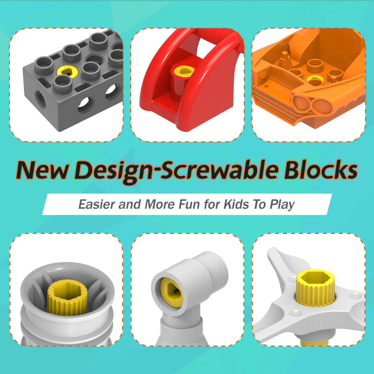 Makerzoid Screwable Big Building Blocks 40 in 1 - Mechanical Engineering Team for Kids 3+ years old, Educational Toy for Boys and Girls(MKZ-OBK-MET)
