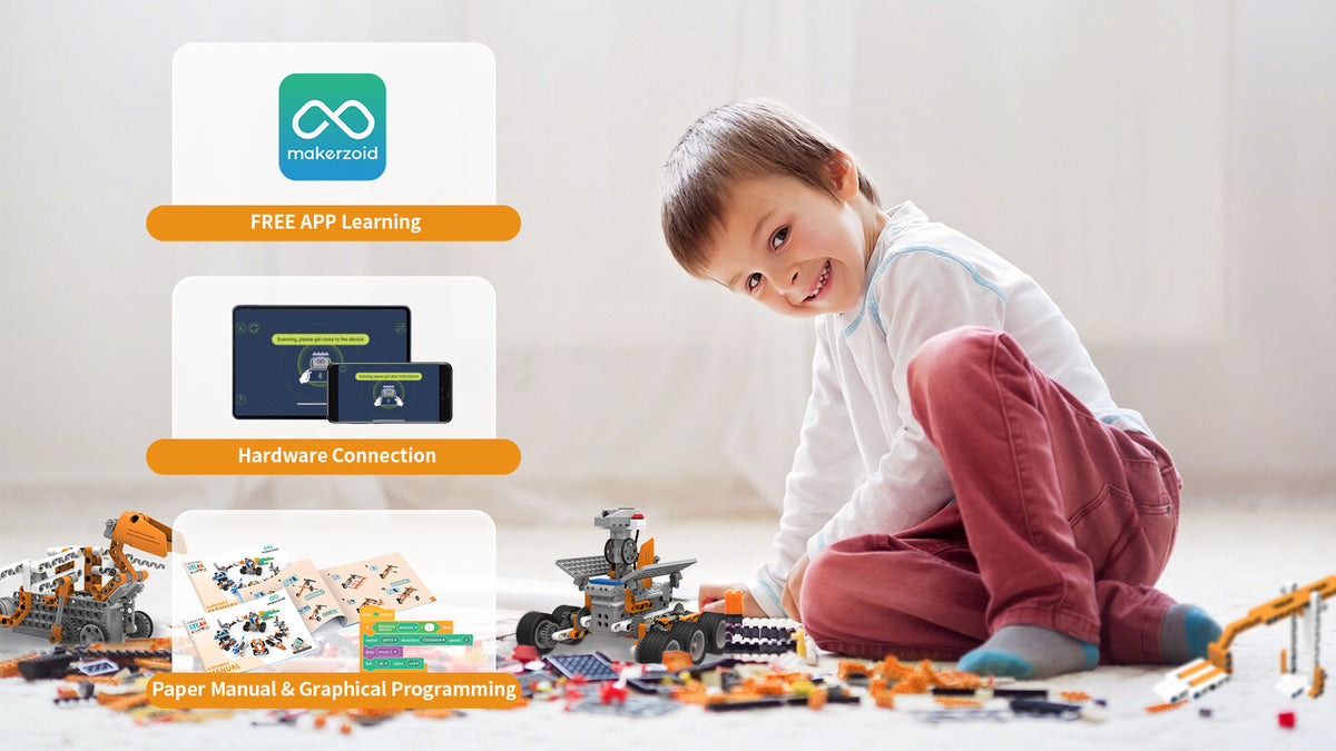 Makerzoid SUPERBOT 26-in-1 Coding Robot Kit STEM Programmable APP-Enabled Building Robot Toys Learning Kit for Kids(MKZ-ID-SPB)