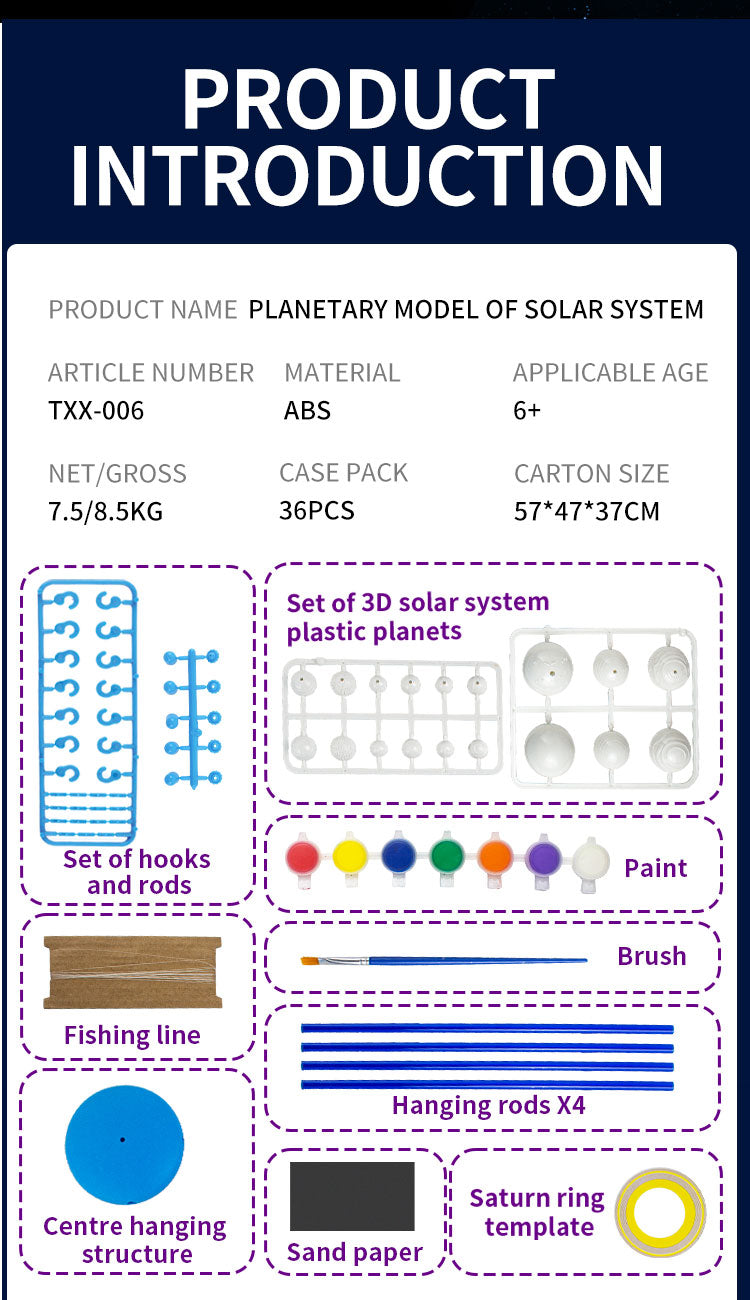 DIY Solar System Hanging Mobile STEM Kit (TXX-006)