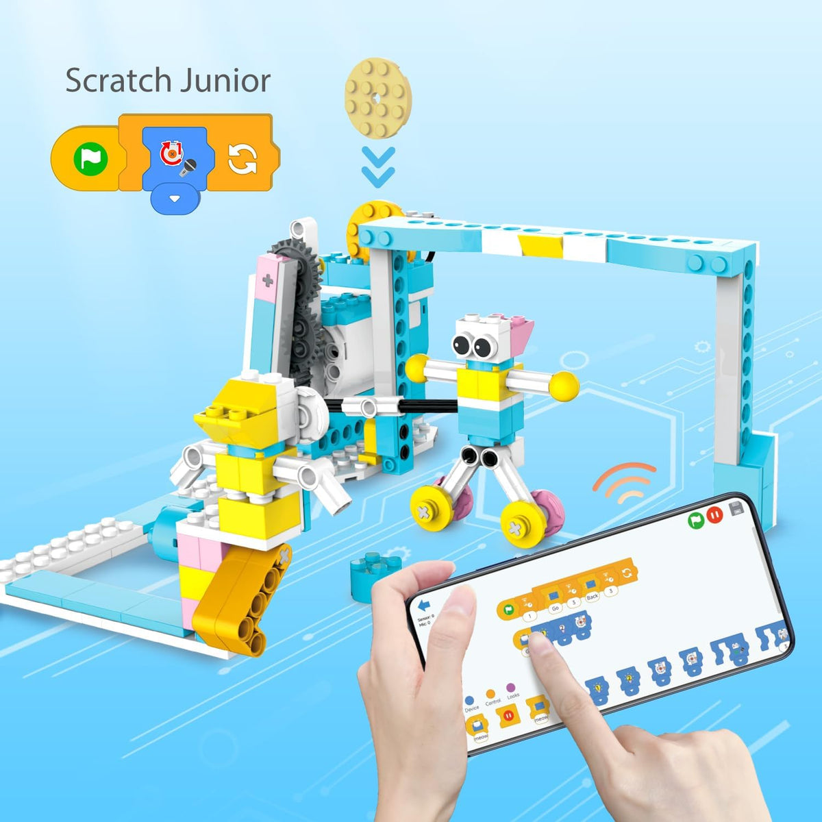 Makerzoid 200-in-1 Scratch Jr Coding Robot Kit - STEM Smart Robot Premium Educational Toy - Junior Programming Learning Kit - DIY Robotics Kit for Kids (MKZ-PF-PM)