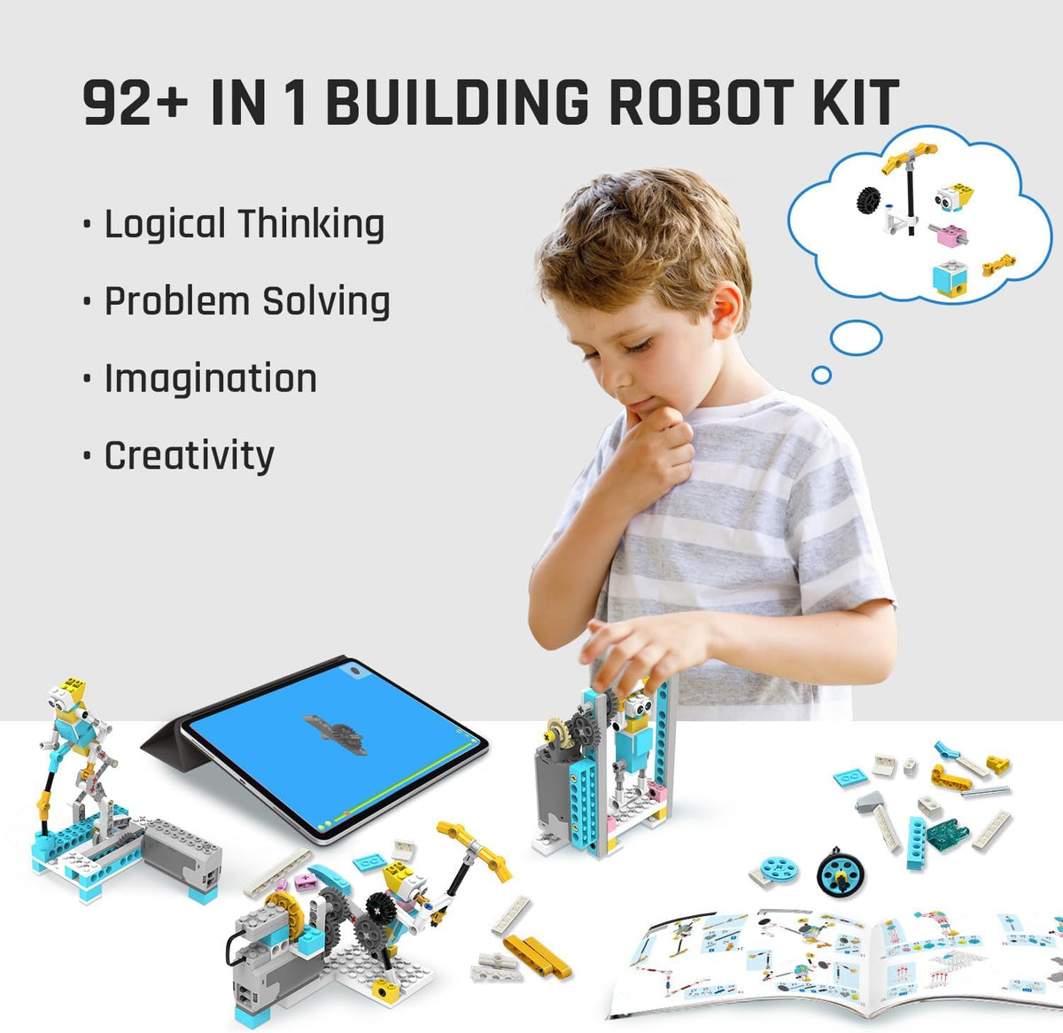 Makerzoid Smart Robot 72-in-1 Intelligent DIY Robotics Kit STEM Toy Educational Leaning Kit Building Robot Kit Birthday Gift for Kids 6+(MKZ-PF-SD)