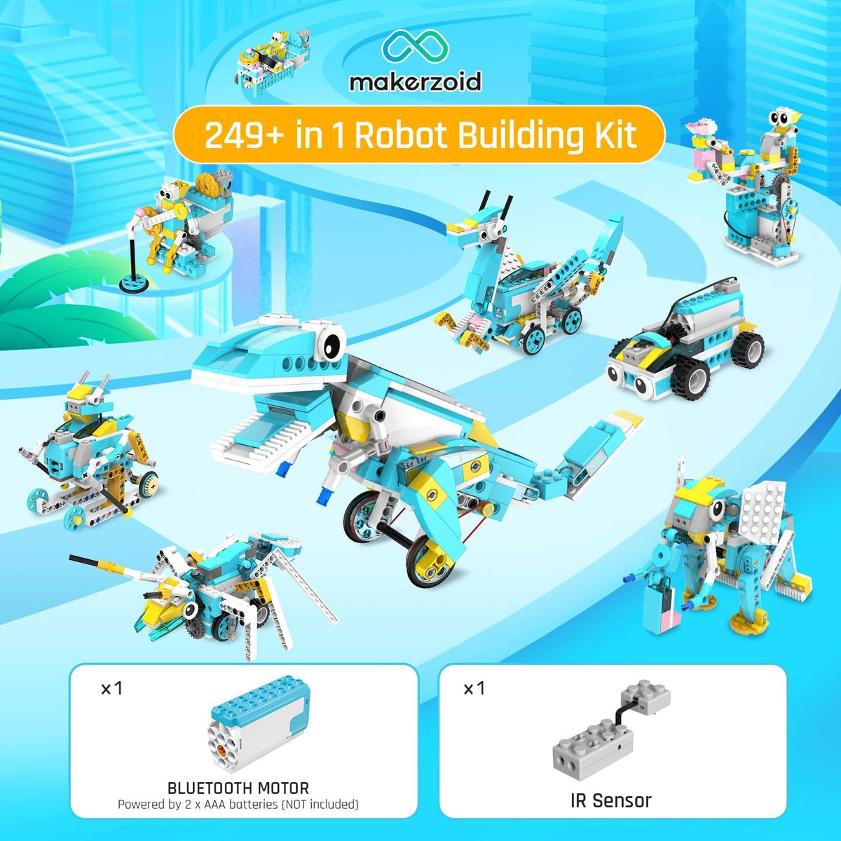 Makerzoid 200-in-1 Scratch Jr Coding Robot Kit - STEM Smart Robot Premium Educational Toy - Junior Programming Learning Kit - DIY Robotics Kit for Kids (MKZ-PF-PM)