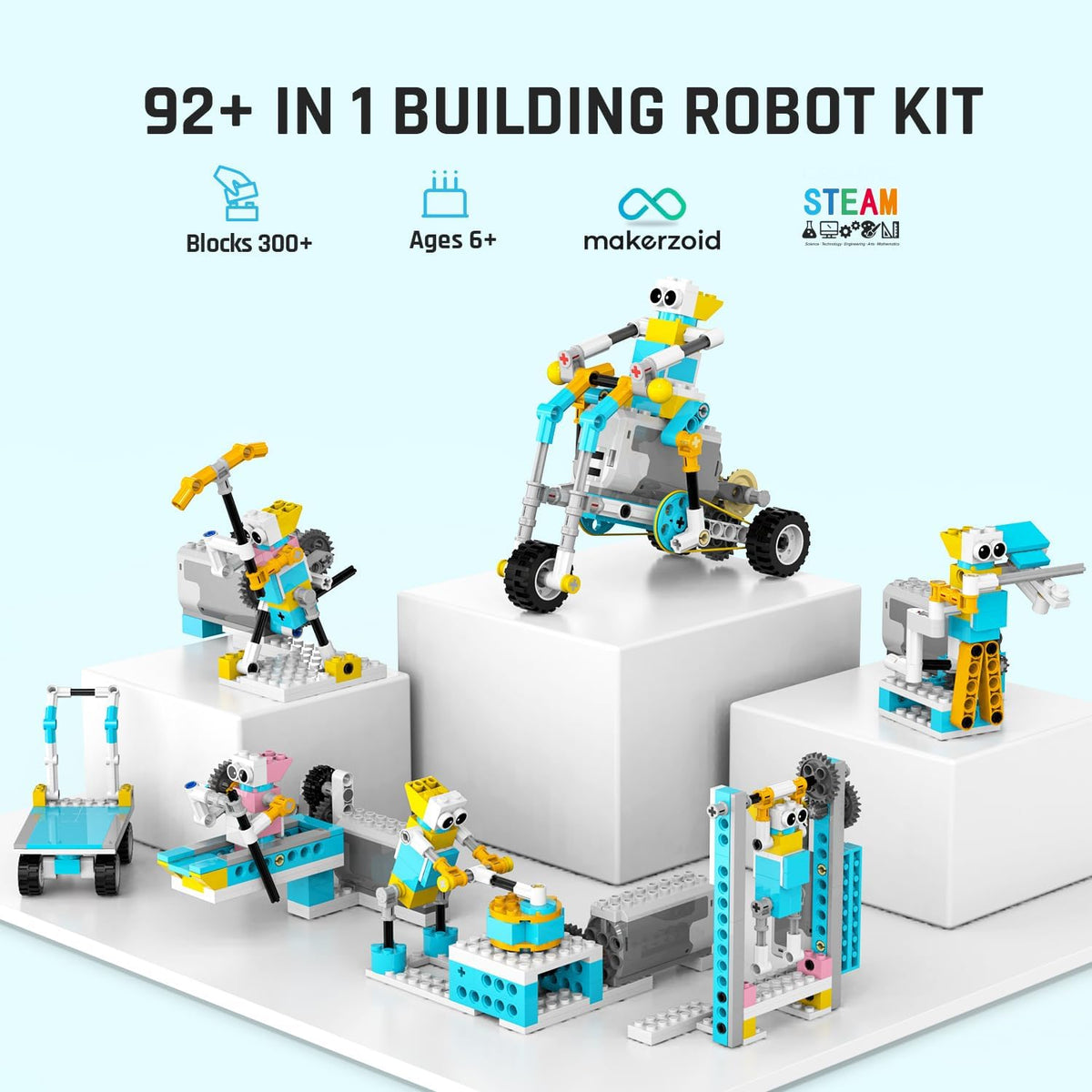 Makerzoid Smart Robot 72-in-1 Intelligent DIY Robotics Kit STEM Toy Educational Leaning Kit Building Robot Kit Birthday Gift for Kids 6+(MKZ-PF-SD)