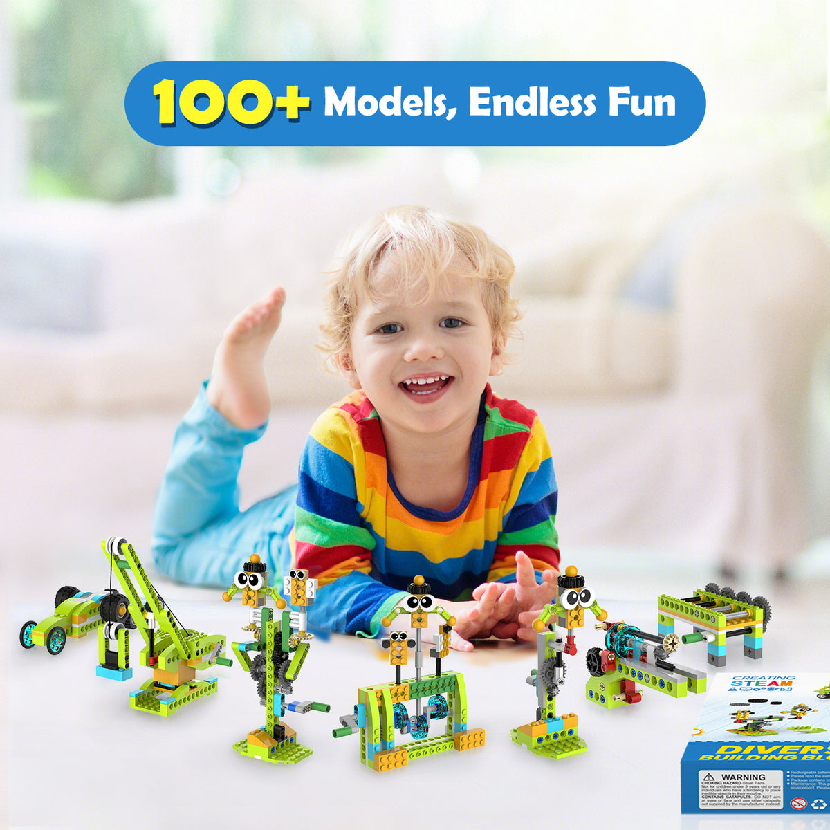 Makerzoid STEAM Building Blocks 100 in 1 Building Set, Educational Toys for Boys and Girls, Gift for Kids 6+ Yeas Old(MKZ-BK-DB)