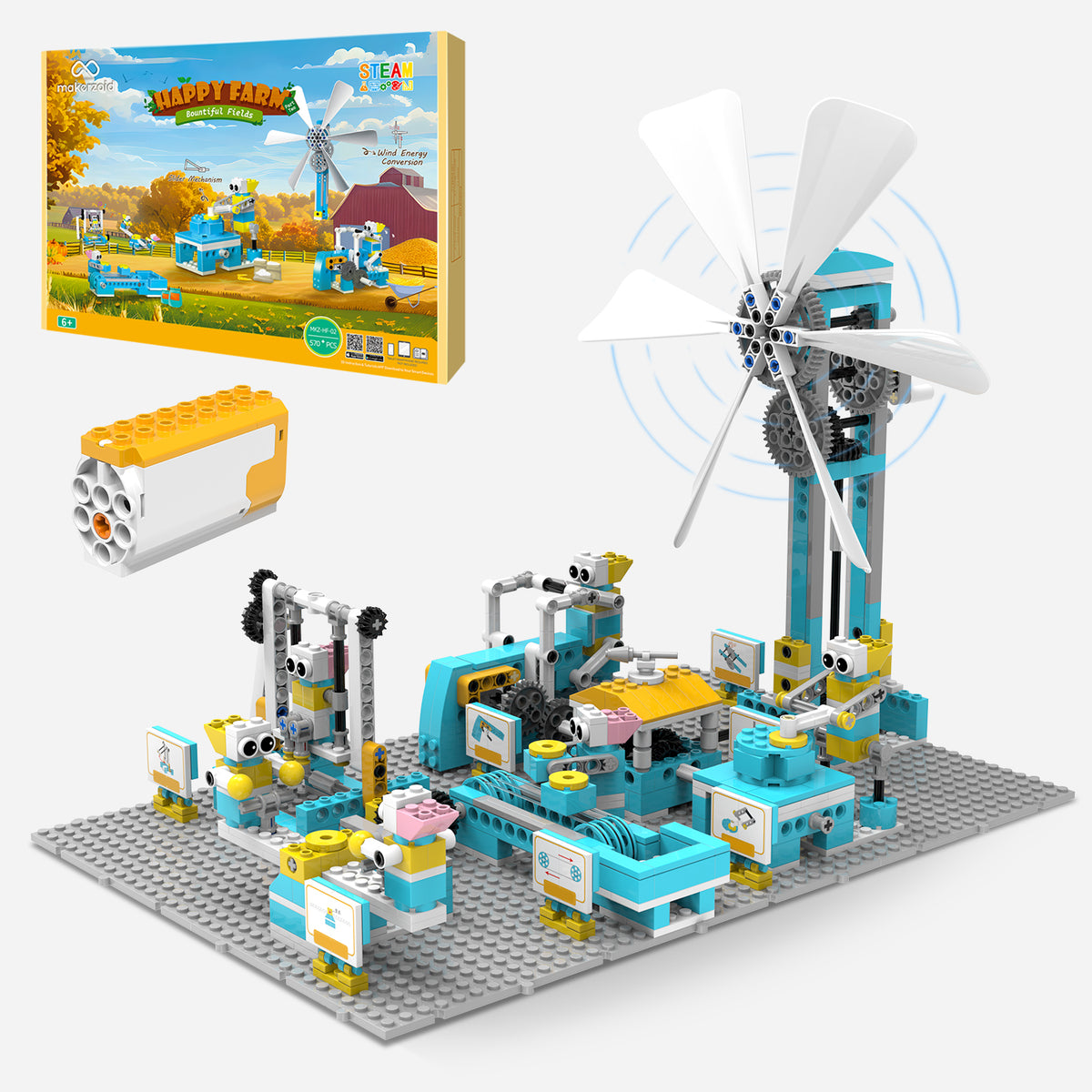 Makerzoid Happy Farm – Bountiful Field - Educational Building Block Robot Kit (MKZ-HF-01)