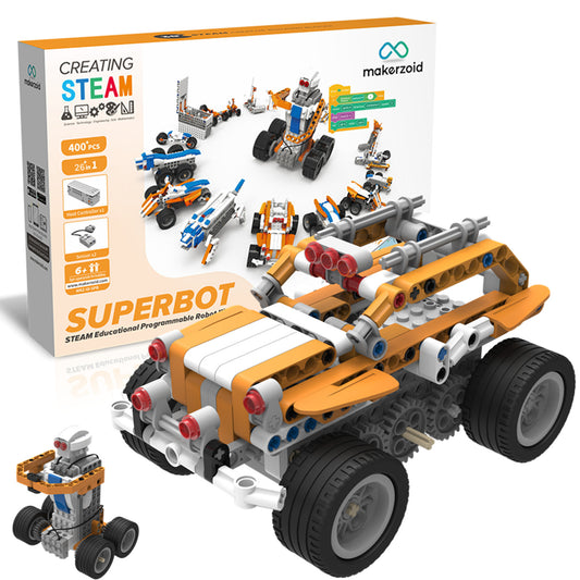 Makerzoid SUPERBOT 26-in-1 Coding Robot Kit STEM Programmable APP-Enabled Building Robot Toys Learning Kit for Kids(MKZ-ID-SPB)