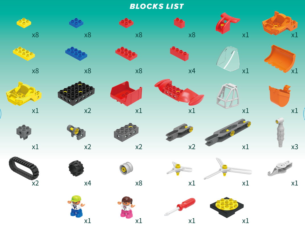 Makerzoid Screwable Big Building Blocks 40 in 1 - Mechanical Engineering Team for Kids 3+ years old, Educational Toy for Boys and Girls(MKZ-OBK-MET)
