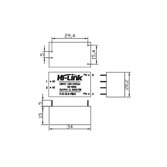 Hi-link HLK PM12 12V/3W Switch Power Supply Module